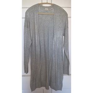 Grey Long Midi open front basic Cardigan Medium